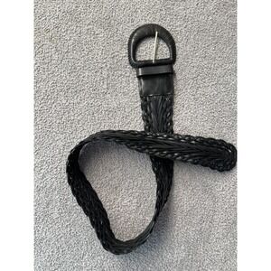 Talbots Black Braided Leather Belt Medium Heritage Quiet Luxury Minimalist